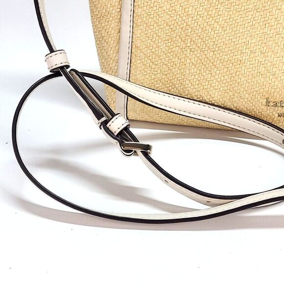 kate spade Alexia Straw Crossbody Clutch White Handbag 12"x8" Retired Cottage - Picture 5 of 16